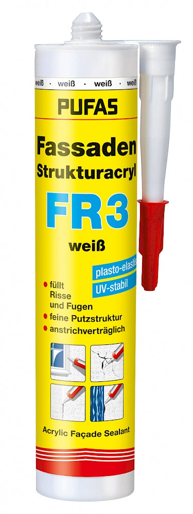 PUFAS Fassaden-Strukturacryl FR 3 weiss 310 ml / 12 Stück VPE