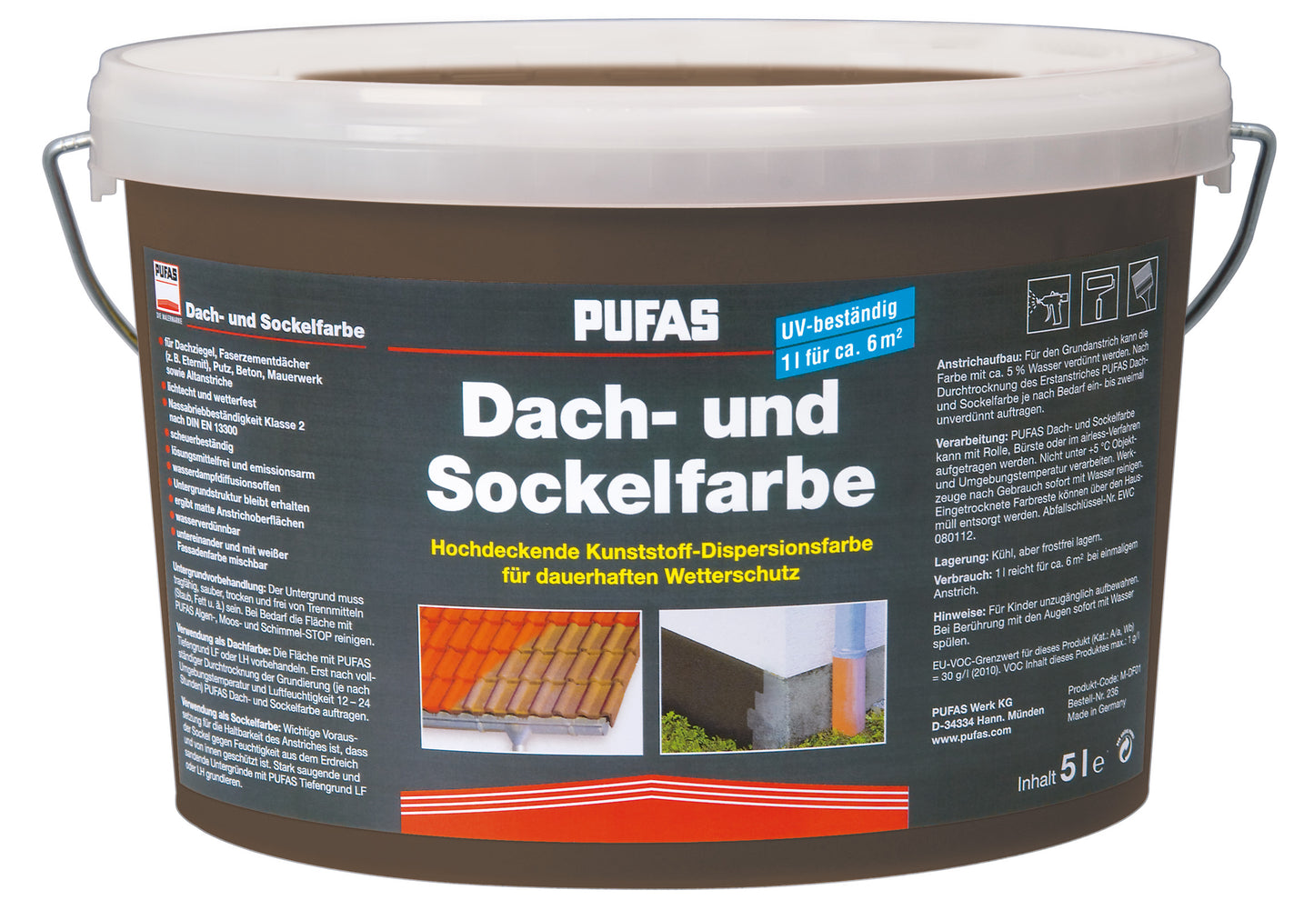 PUFAS Dach- + Sockelfarbe Torf 12,5 L