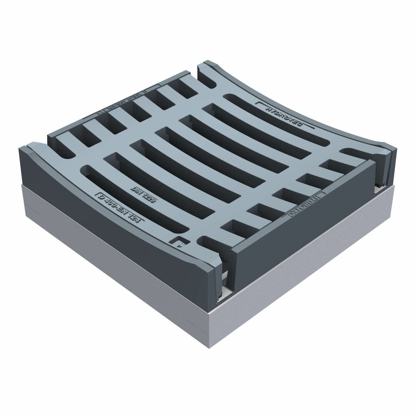 BEGU-Aufsatz D400  500x500mm Rinnenform mit Dämpfungseinlage