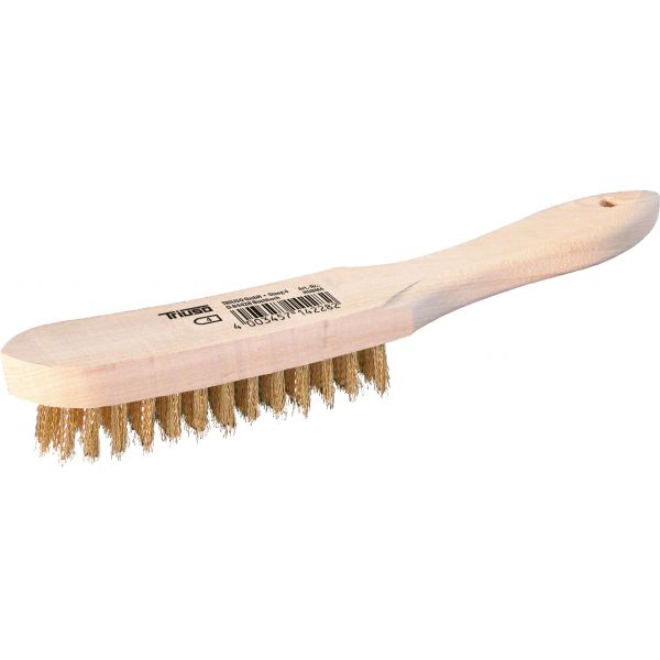 Handdrahtbürste 28cm 4-reihig, vermessingt